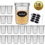 Breite-Mund-Weinkrüge mit Deckeln, Accguan 15oz Luftdichte Glasbehälter zur Lebensmittelaufbewahrung, Klare Weinkrüge ideal für Trockenwaren, Erdnussbutter, Kaffee und Marmelade, Set von 18