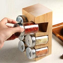 Seasoning Storage Box Storage Rack Household Space Ash Imported Solid Wood Seasoning Jar Seasoning Box Salt Tank Condiment bottles (Color : 6pcs)