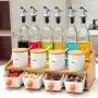 Kitchen Storage Containers Spice Rack, Multifunctional Storage Rack Set,Vinegar Soy Sauce Wine Bottle Spice Glass Spice Jars Kitchen Storage