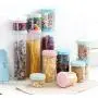 Transparent Sealed Jar Kitchen Noodle Storage Tank Plastic Grains Storage Cans Snack Storage Box,Blue 300ml