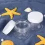 6er Pack 1 oz Kunststoffbehälter,runde transparente, dicht schließende Behälter mit weißen Deckeln für Reise- und Aufbewahrungszwecke – Make-up, Lidschatten, Nagellack, Puder, Farbe, Schmuck (1 oz)