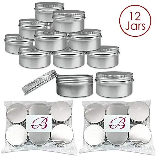 Boîte d'aluminium argentée de 80g/80ml (12 pièces) avec couvercle à vis – Récipients de rangement.