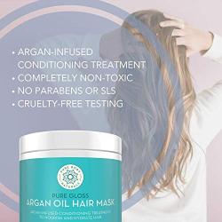 Pure Body Naturals Argan Oil Hair Mask, 8 Fluid Ounces - Argan Oil Hair Mask for Damaged Hair, Deep Conditioning Hair Treatment and Moisturizer