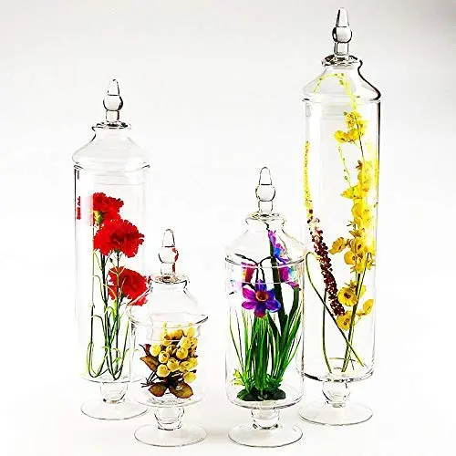 Transparente Glas Candy Jar Set – 4 Stück, Kreative Modedekoration für Hochzeit, Candy Buffet, Snack-Dried Fruit-Behälter zum Lagern