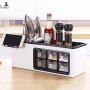 haixclvyE Kitchen Shelf Wall-Mounted Home Storage Condiment Jar Spice Rack Kitchen Spice Seasoning Storage Box Rack Shelf Home Organizer