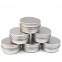 CTKcom 1/2-Ounce Metal Steel Tins Screw Top Flat Aluminum Silver Slide Round Tin Containers,1/2-Ounce Metal Steel Tin For Lip Balm,Crafts,Cosmetic,Candles,Travel Storage Kit (Pack of 10)