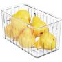 mDesign Plastic Kitchen Refrigerator Produce Storage Organizer Bin with Open Vents for Air Circulation - Food Container for Fruit, Vegetables, Lettuce, Cheese, Fresh Herbs, Snacks - M, 2 Pack - Clear