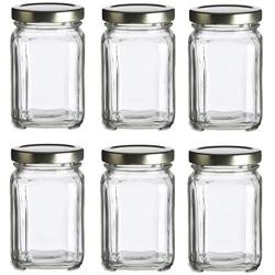 Nakpunar 6 pcs, 6 oz Square Glass Jars for Jam, Honey, Wedding Favors, Shower Favors, Baby Foods, DIY Magnetic Spice Jars