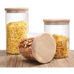Glass Food Storage Containers With Locking Lids - Glass Food Storage Container With Wood Cover Sealed Cans Sugar Bowl Spices Mason Jar Tea Coffee Organizer For Bulk Products
