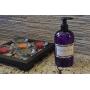 Baire Bottles - 16 Ounce Purple Plastic Bottles with Black Lotion Pumps - Organize Soap, Shampoo and Lotion - PET, Lightweight, No BPA - 6 Pack, including 6 Damask Labels