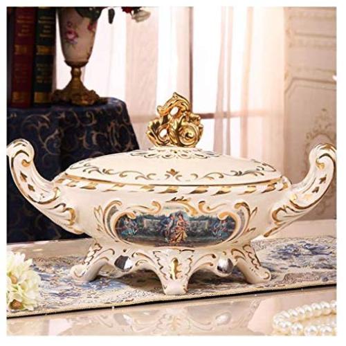 Living Room Candy Jar Ceramic Ornament Dried Fruit Storage Jar Candy Nut Box 35.5X20X22cm ZYLE-Fruit plates (Color : B)