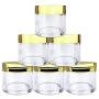 Beauticom 648 Pieces 30G/30ML(1 Oz) Round Clear Jars with Metallic GOLD Flat Top Lids for Herbs, Spices, Loose Leaf Teas, Coffee & Other Foods- BPA Free