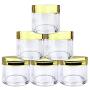 Beauticom 6 Pieces 30G/30ML(1 Oz) Round Clear Jars with Metallic GOLD Flat Top Lids for Herbs, Spices, Loose Leaf Teas, Coffee & Other Foods- BPA Free