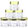 Beauticom 180 Pieces 30G/30ML(1 Oz) Round Clear Jars with Metallic GOLD Flat Top Lids for Herbs, Spices, Loose Leaf Teas, Coffee & Other Foods- BPA Free
