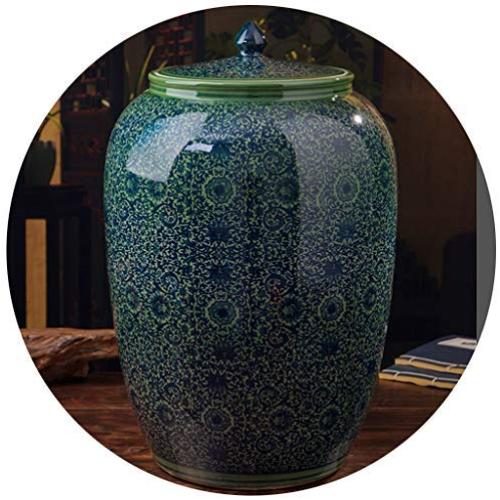 Glasbehälter & Keramik-Crocks zur Vorratsbehälter-Lagerung, Küchen-Wassertank, Insekten- und Feuchtigkeitschutz, 25kg, Geschenk (Farbe: Grün, Größe: 34x48cm)
