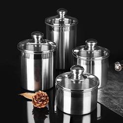 Food Storage Containers Jar 304 Stainless Steel with Lids Airtight Bpa Free Large, Cookie Jar Cereal Coffee Storage Containers Jar for Kitchen Pantry Organization Canister Candy Bulk, 4-Pieces