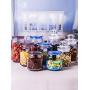 HOUSIYU Food Storage Container, Stackable Color Transparent Glass with Lid Sealed Cans for Confectionery, Biscuits, Rice and Spice Jars, Sugar or Flour Containers, Blue,500MLx2