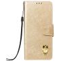 Soft PU Leather Wallet Case for Huawei Mate 20,Flip Stand Case for Huawei Mate 20,Moiky Classic Retro Gold 3D Owl Design Solid Color Purse Folio Magnetic Cover with Wrist Strap
