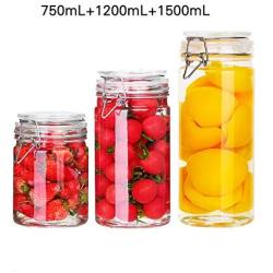 Set sealed can Glass With lid Household Glass Jars/Storage jar Assorted collection of airtight vintage dry food Containers Multiple combinations (Size : D)