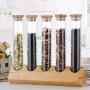 Food Storage Jar, Glass Food Storage Jar, with Airtight Seal Wood Lid, Modern Design Clear Glass Food Storage Canister for Serving Tea, Coffee, Spice and More