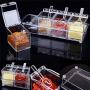 JUSTDOLIFE Multi-purpose Seasoning Box Sets Condiment Box Spice Jar with Rack & Spoons Kitchen Accessary 4PCS