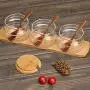 Glas-Würze Set XXDTG – Salz, Zucker, Gewürze, Pfeffer – Würzebehälter mit Bambuslöffel und Deckelbasis