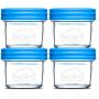 Nellam Baby Food Storage Containers - Leakproof, Airtight, Glass Jars for Freezing & Homemade Babyfood Prep - Reusable, BPA Free, 4 x 4oz Set, that is Microwave & Freezer Safe