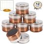 Skymore 12 Pcs Magnetic Spice Tins, Stainless Steel Jar, kitchen spice storage containers, Round Storage Containers with Top Lid with Sift or Pour,Stickers, Great for For Salt, Pepper or Seasoning