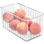 mDesign Plastic Kitchen Refrigerator Produce Storage Organizer Bin with Open Vents for Air Circulation - Food Container for Fruit, Vegetables, Lettuce, Cheese, Fresh Herbs, Snacks - M, 2 Pack - Clear