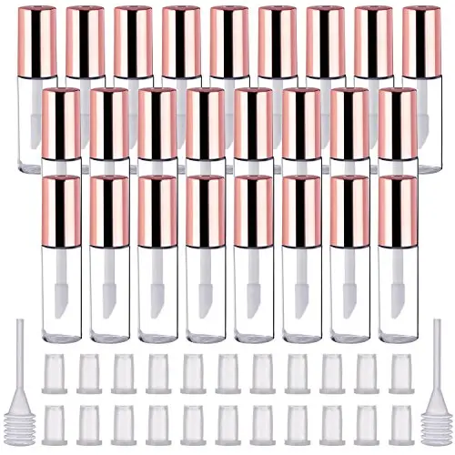 Pangda 25 Pack 1.2 mL Empty Lip Gloss Tubes Containers, Clear Mini Refillable Lip Balm Bottles with Rubber Inserts and Transfer Pipettes for Lip Samples Travel Split Charging DIY Makeup (Rose Gold) Pangda 25 Pack 1.2 mL Empty Lip Gloss Tubes Containers, Clear Mini Refillable Lip Balm Bottles with Rubber Inserts and Transfer Pipettes for Lip Samples Travel Split Charging DIY Makeup (Rose Gold)