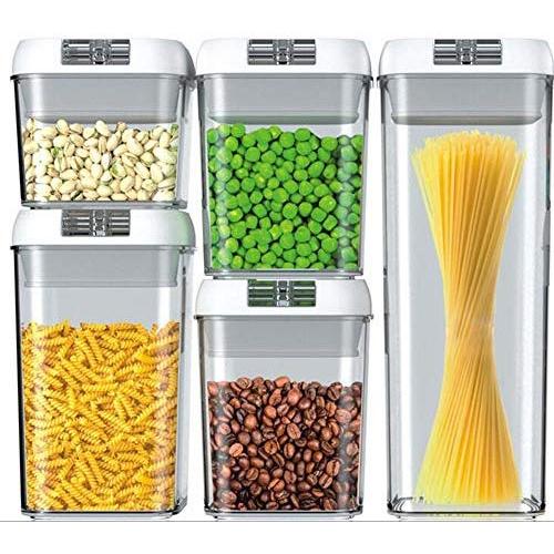 Food Container Storage Plastic Jar No Lead Kitchen Bottles Sealed Cans With Cover Large Capacity Candy Tea Box 5Pcs/Pack