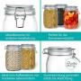 Wide Mouth Mason Jars,OAMCEG 4-Piece 34oz Airtight Glass Preserving Jars with Leak Proof Rubber Gasket and Clip Top Lids, Perfect for Storing Coffee, Sugar, Flour or Sweets - 8 Labels & 1 Chalk Marker