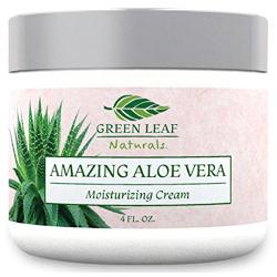 Amazing Aloe Vera Moisturizing Cream for Women - All Purpose Facial Skincare for All Skin Types - Pure Natural Ingredients - Your Anti-Aging Face Moisturizer from Green Leaf Naturals (4 oz)