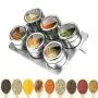 Magnetische Gewürzdosen, Edelstahl Gewürzglas Set mit Gestell und rotierendes Transparentdeckel, Indische kleine Gewürzbehälter-Dose
