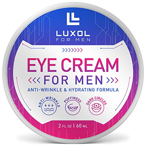 Eye Cream for Men, Natural and Organic Anti Aging Eye Cream To Reduce Puffiness, Wrinkles, Dark Circles, Crows Feet and Under Eye Bags 2oz by LUXOL