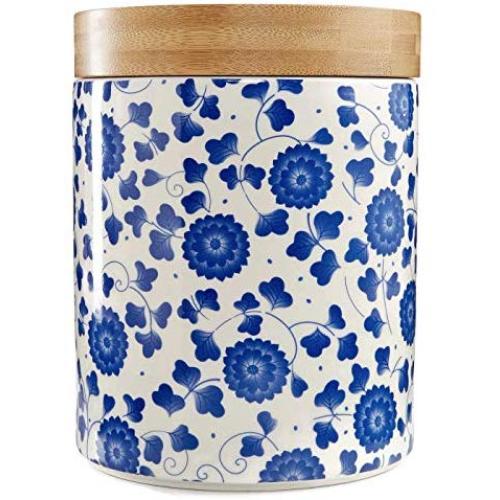 Certified International Chelsea Indigo Poppy Canister with Bamboo Lid