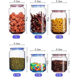 HOUSIYU Food Storage Container, Stackable Color Transparent Glass with Lid Sealed Cans for Confectionery, Biscuits, Rice and Spice Jars, Sugar or Flour Containers, Blue,500MLx2