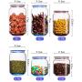 HOUSIYU Food Storage Container, Stackable Color Transparent Glass with Lid Sealed Cans for Confectionery, Biscuits, Rice and Spice Jars, Sugar or Flour Containers, Blue,500MLx2