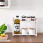 Kitchen Storage,Spice Rack- Kitchen Wrought Iron Double-layer Spice Bottle Rack, Small Countertop Floor Condiment Storage Rack Seasoning Shelf for Spice Jar, Can, Bottle and more Multifunction Cutlery