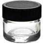 Glass Jars for health & cosmetics : 1&quotx1" / 5ml * small pots screw top lids black cap thick heavy weighted glass wholesale retail resell jewelers gems