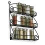 Coortical 3-Tier Spice Rack Spice Jars Bottle Holder Storage Organizer Shelf for Kitchen Scroll Wall Mounted, Pantry, Cabinet, Counter top Free Standing Rack- Black