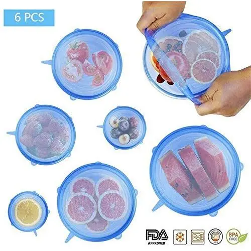 LZSDLP 6 PCS Magic Silicone Stretch Lids, Reusable Bowl Lids Food Cover Wrap, BPA-Free Food Storage Cover for Platters, Dishes, Jars, Bowls, Pot and Fruits (White) LZSDLP 6 PCS Magic Silicone Stretch Lids, Reusable Bowl Lids Food Cover Wrap, BPA-Free Food Storage Cover for Platters, Dishes, Jars, Bowls, Pot and Fruits (White)
