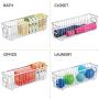 mDesign Metal Farmhouse Kitchen Pantry Food Storage Organizer Basket Bin - Wire Grid Design - for Cabinets, Cupboards, Shelves, Countertops - Holds Potatoes, Onions, Fruit - Long, 2 Pack - Chrome