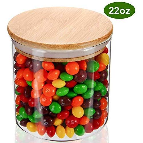 YULEER Airtight Lebensmittelbehälter, 22OZ Glasbehälter mit Deckeln, Glasbehälter zum Servieren von Süßigkeiten, Keksen, Reis, Lebensmittel