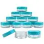 50 Stück Klar Glas Röhrchen mit Deckeln – 3 g / 3 ml – Professionelle Qualität für Kosmetik, Lotion, Cremes, Make-up, Perlen, Charms, Strasssteine, Accessoires und mehr! (Türkisfarbene Deckel)