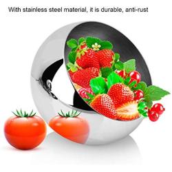 Oblique Mouth Bowl Stainless Steel Hot Pot Buffet Seasoning Bowl Spherical Helical Spice Jar Fruit Salad Sauce Sugar Storage(Large)