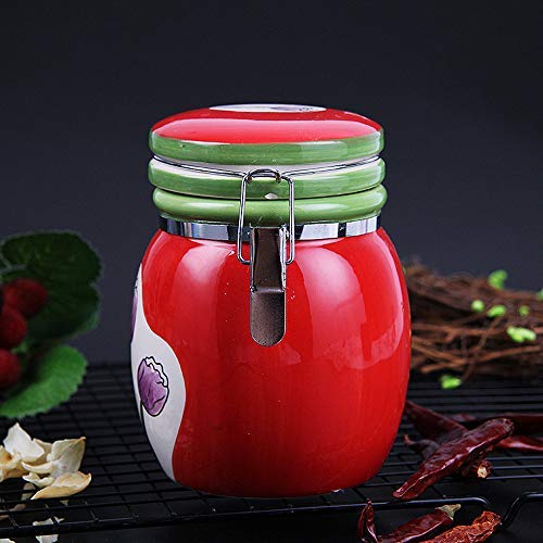 HHXQXB Ceramic Food Storage Canister,Condiments ContainerTea, Coffee, Spice, Sugar, Salt and MoreWearing Matte CoatingCO2 and Preserves Food Freshness （9X13cm）