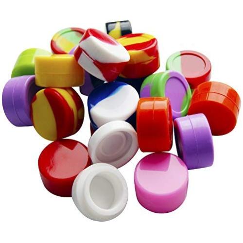 Bassion 20Pcs Non-Stick Food Grade Silicone Wax Dab Containers 5ml Non Stick Wax Oil Multi Use Storage Jars, Assorted Colors