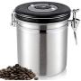 Diguo Coffee Storage Canister Premium Quality Stainless Steel Bean Container for Better Tasting Coffee - Vacuum Seal Vents Away Co2 Gas Coffee Bean Storage Tanks (500g/16oz, Sliver)