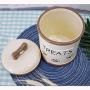 Ceramic Moisture-Proof Pet Food Storage Canister with Non-Skid Silicone Rim for Dogs and Cats (Color : Beige)